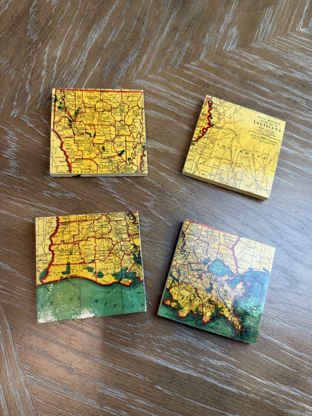 Louisiana Map with parishes Square Coasters - set of 4